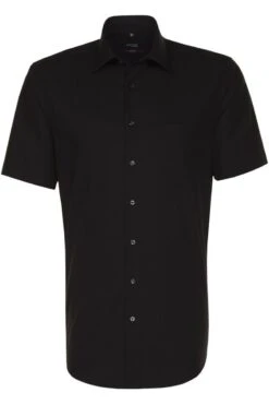 Seidensticker Regular Fit Hemd Schwarz, Einfarbig