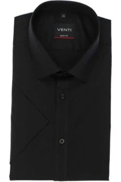 Venti Body Fit Hemd Schwarz, Einfarbig