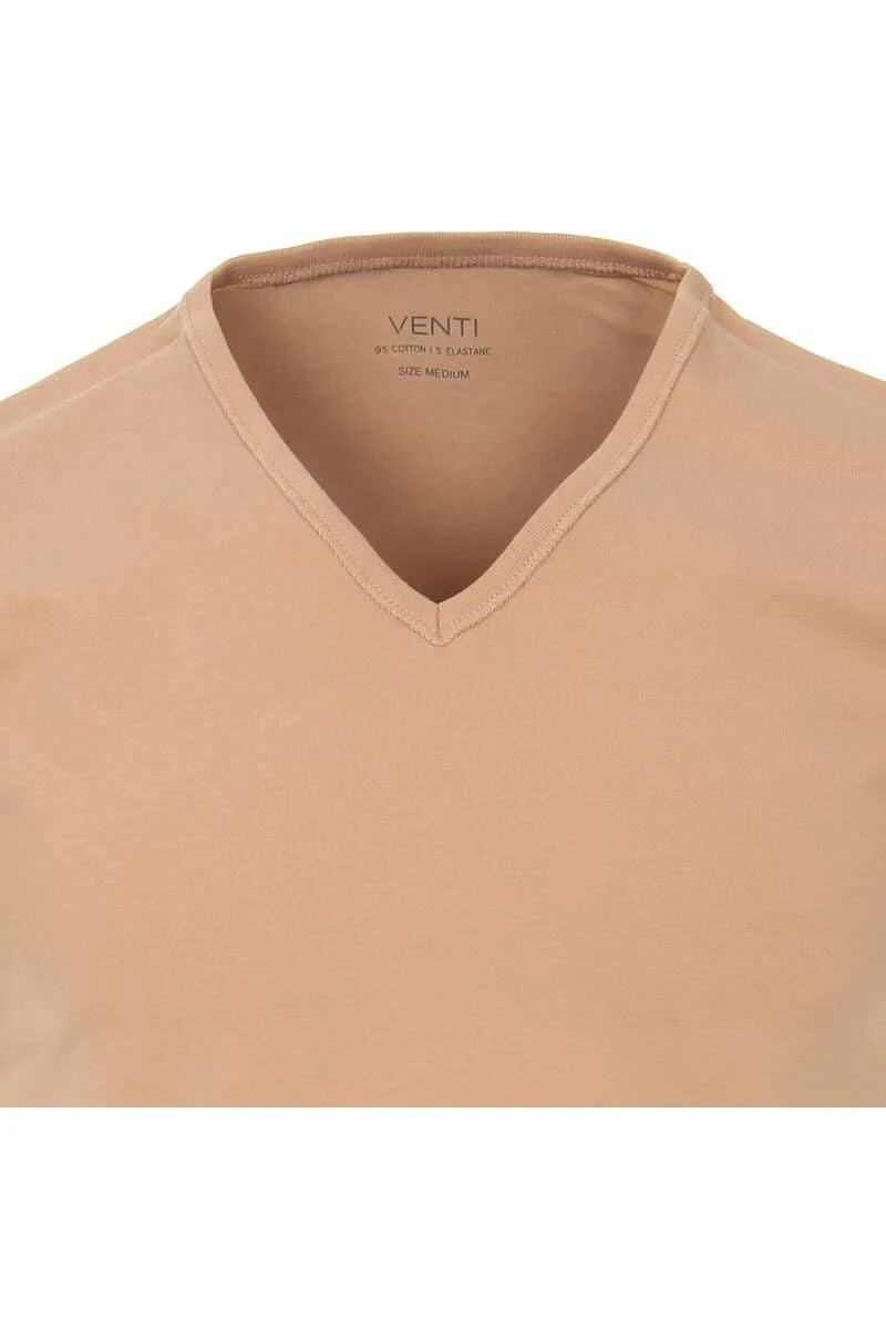 Venti T-Shirt V-Ausschnitt Doppelpack Beige,Einfarbig 4 Venti T-Shirt V-Ausschnitt Doppelpack Beige,Einfarbig – Bild 2