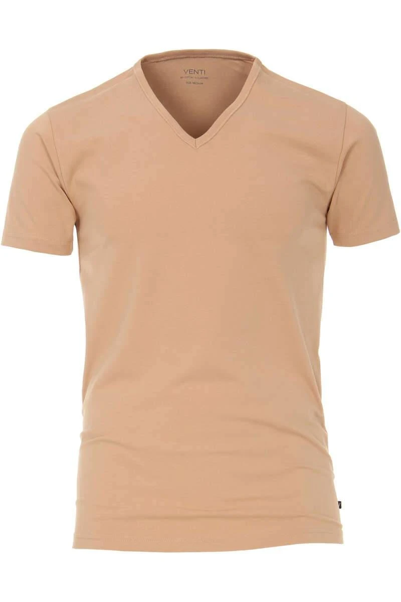 Venti T-Shirt V-Ausschnitt Doppelpack Beige,Einfarbig 3 Venti T-Shirt V-Ausschnitt Doppelpack Beige,Einfarbig