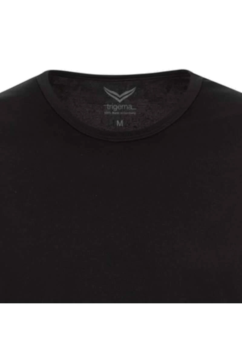 TRIGEMA Slim Fit T-Shirt Rundhals Schwarz,Einfarbig 4 TRIGEMA Slim Fit T-Shirt Rundhals Schwarz,Einfarbig – Bild 2