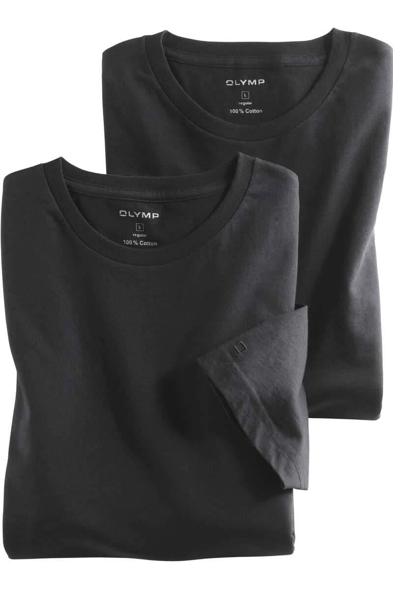 OLYMP Modern Fit T-Shirt Rundhals Doppelpack Schwarz,Einfarbig 3 OLYMP Modern Fit T-Shirt Rundhals Doppelpack Schwarz,Einfarbig