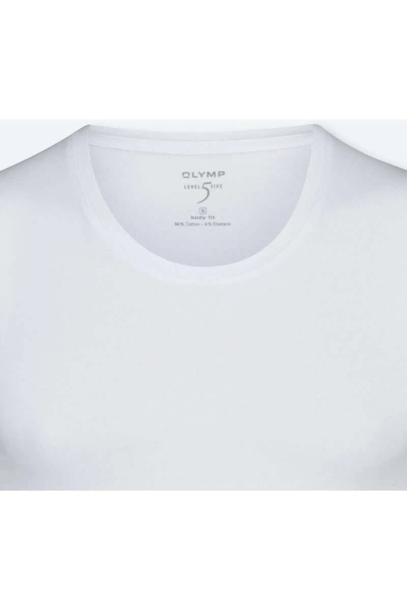 OLYMP Level FiveBody Fit T-Shirt Rundhals Weiss,Einfarbig 5 OLYMP Level FiveBody Fit T-Shirt Rundhals Weiss,Einfarbig – Bild 3