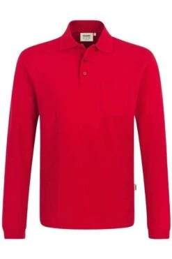 HAKRO 809 Comfort Fit Longsleeve Poloshirt Rot, Einfarbig