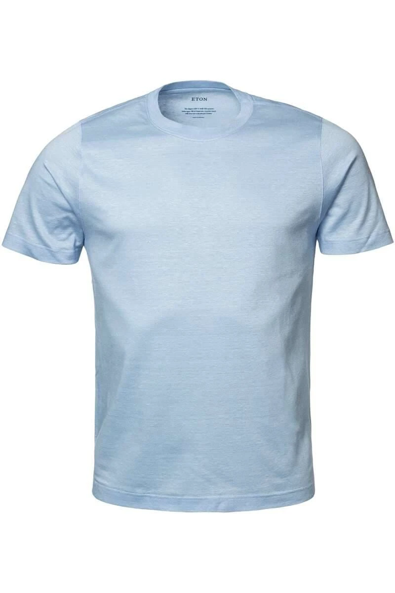 ETON Slim Fit T-Shirt Rundhals Hellblau,Einfarbig 3 ETON Slim Fit T-Shirt Rundhals Hellblau,Einfarbig