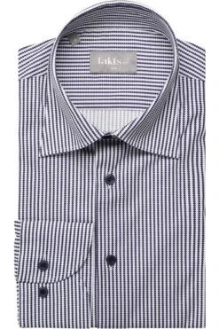 Fakts Slim Fit Hemd Navy, Gestreift