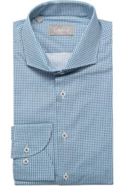 Fakts Slim Fit Hemd Blau, Gemustert