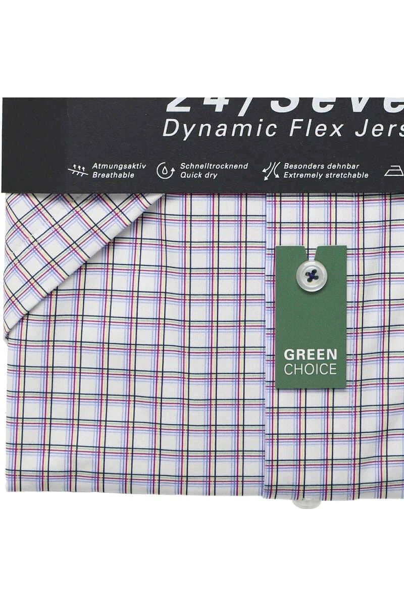 OLYMP Luxor 24/Seven Modern Fit Jerseyhemd Fuchsia/weiss, Kariert 5 OLYMP Luxor 24/Seven Modern Fit Jerseyhemd Fuchsia/weiss, Kariert – Bild 3