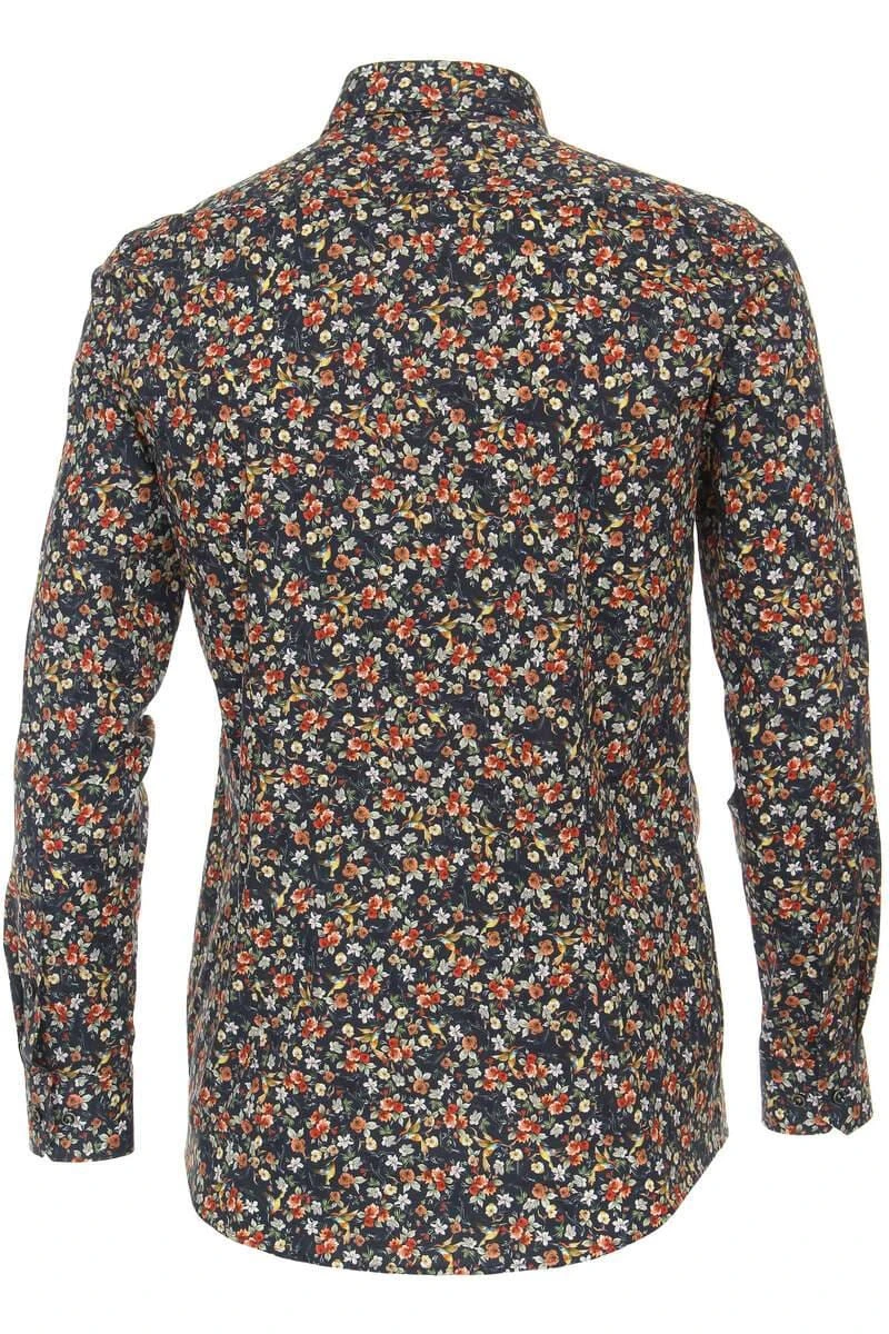 Venti Body Fit Hemd Navy/grün, Blumen 6 Venti Body Fit Hemd Navy/grün, Blumen – Bild 4