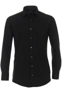 Venti Jerseyflex Modern Fit Jerseyhemd Schwarz, Einfarbig