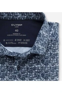 OLYMP Luxor 24/Seven Dynamic Flex Modern Fit Jerseyhemd Bleu, Gemustert -Bekleidung Rabatt Serie 1240 24 11 1 800 1200x1200