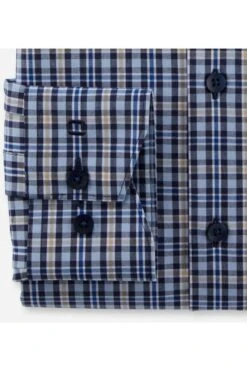 OLYMP Luxor 24/Seven Dynamic Flex Modern Fit Hemd Blau/braun, Kariert -Bekleidung Rabatt Serie 1244 34 22 2 800 1200x1200