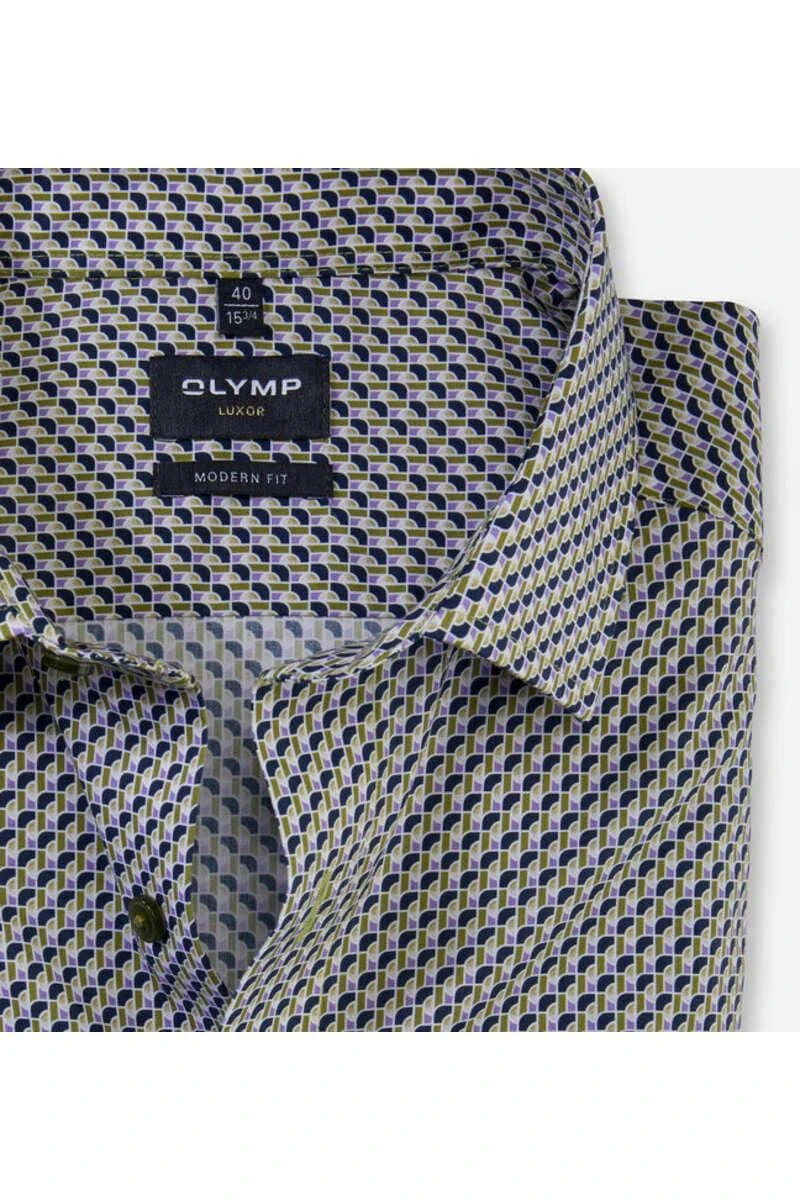 OLYMP Luxor Modern Fit Hemd Blau/grün, Gemustert 4 OLYMP Luxor Modern Fit Hemd Blau/grün, Gemustert – Bild 2