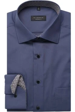 ETERNA Comfort Fit Hemd Blau, Einfarbig