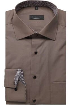 ETERNA Comfort Fit Hemd Steingrau, Einfarbig