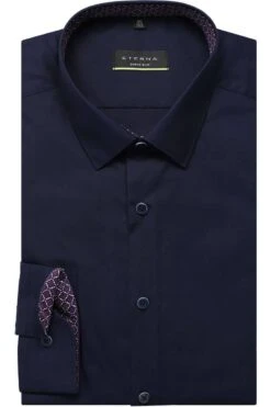 ETERNA Super Slim Hemd Marine, Einfarbig