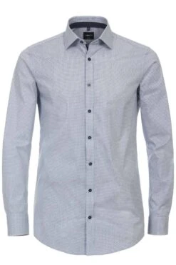 Venti Body Fit Hemd Blau, Gemustert