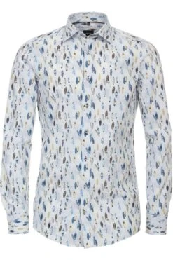 Venti Modern Fit Hemd Blau, Gemustert