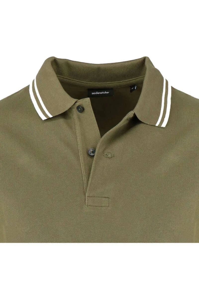 Seidensticker Regular Fit Poloshirt Oliv, Einfarbig 4 Seidensticker Regular Fit Poloshirt Oliv, Einfarbig – Bild 2