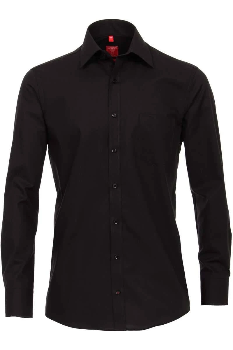 Redmond Regular Fit Hemd Schwarz, Einfarbig 5 Redmond Regular Fit Hemd Schwarz, Einfarbig – Bild 3