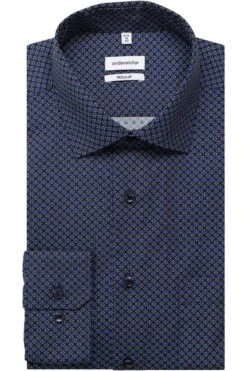 Seidensticker Regular Fit Hemd Dunkelblau, Gemustert