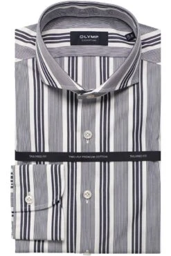 OLYMP SIGNATURE Tailored Fit Hemd Dunkelblau/weiss, Gestreift