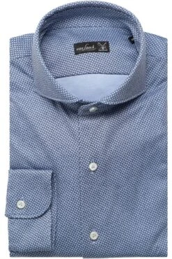 Van Laack Meisterwerk Tailor Fit Jerseyhemd Blau, Gemustert