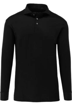 Van Laack Meisterwerk Slim Fit Longsleeve Poloshirt Schwarz, Einfarbig -Bekleidung Rabatt Serie 20 1726 UC 180031 099 8 800 1200x1200