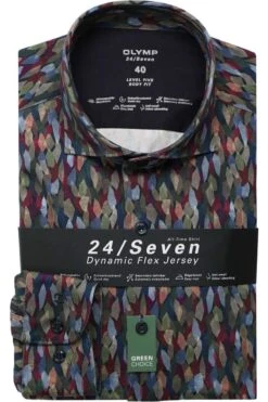 OLYMP Level Five 24/Seven Body Fit Jerseyhemd Mehrfarbig, Gemustert