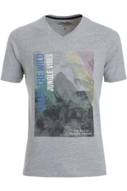 Redmond T-Shirt V-Ausschnitt Grau,Gemustert
