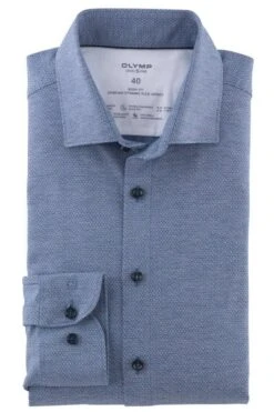 Bekleidung Rabatt Serie 16 OLYMP Level Five 24/Seven Body Fit Jerseyhemd Royal, Gemustert