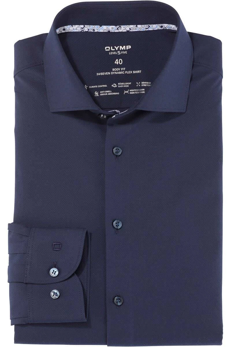 OLYMP Level Five 24/Seven Dynamic Flex Body Fit Hemd Marine, Einfarbig 3 OLYMP Level Five 24/Seven Dynamic Flex Body Fit Hemd Marine, Einfarbig