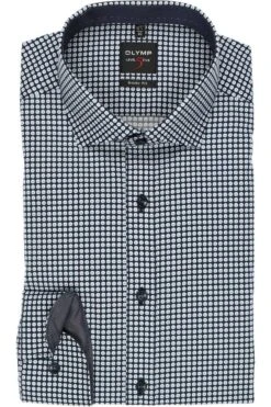 OLYMP Level Five Body Fit Hemd Bleu, Gemustert