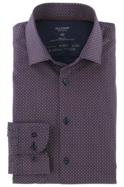 OLYMP Level Five 24/Seven Body Fit Hemd Blau/rot, Gemustert