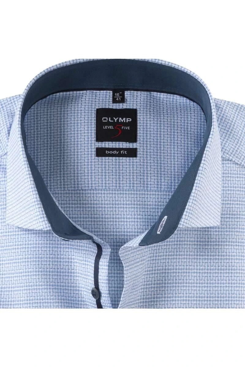 OLYMP Level Five 24/Seven Dynamic Flex Body Fit Jerseyhemd Bleu, Fischgrat 4 OLYMP Level Five 24/Seven Dynamic Flex Body Fit Jerseyhemd Bleu, Fischgrat – Bild 2