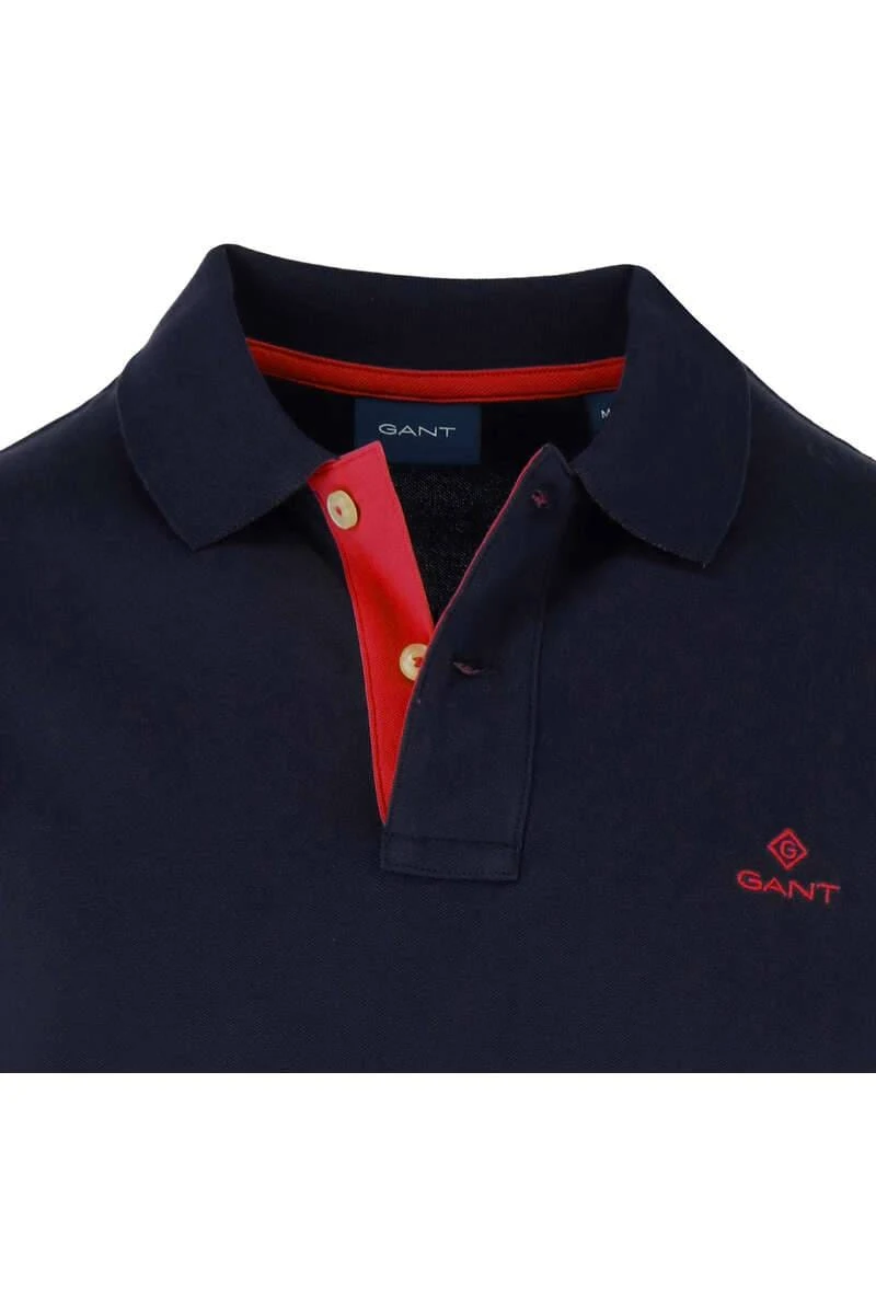 GANT Regular Fit Poloshirt Nachtblau, Einfarbig 4 GANT Regular Fit Poloshirt Nachtblau, Einfarbig – Bild 2