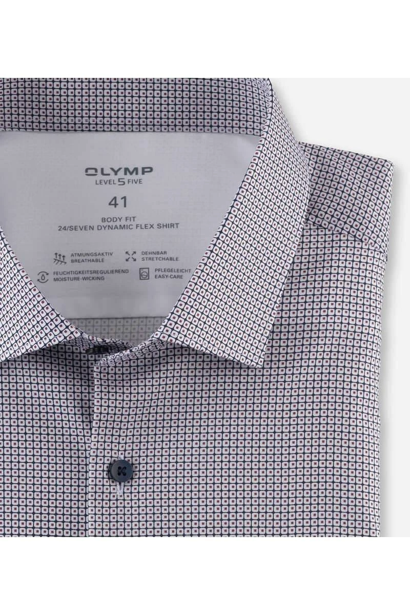 OLYMP Level Five 24/Seven Dynamic Flex Body Fit Jerseyhemd Blau/rot, Gemustert 4 OLYMP Level Five 24/Seven Dynamic Flex Body Fit Jerseyhemd Blau/rot, Gemustert – Bild 2