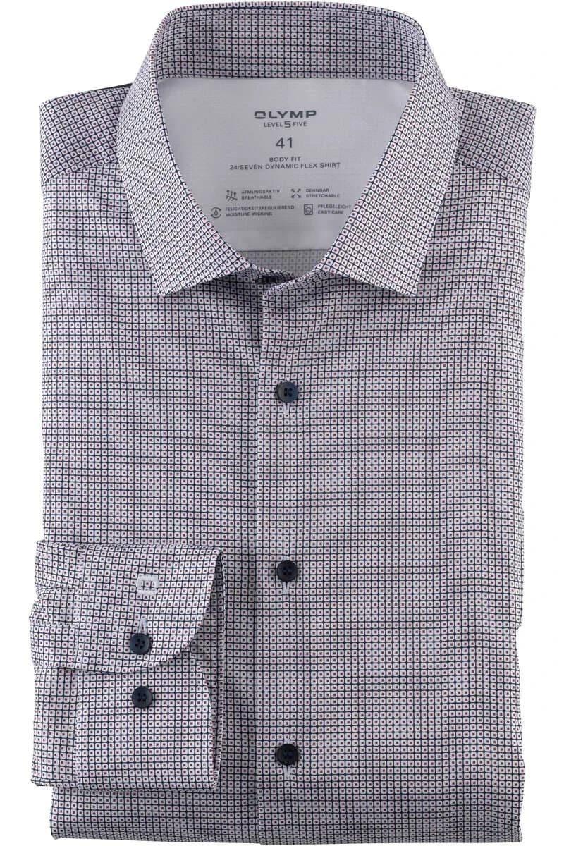 OLYMP Level Five 24/Seven Dynamic Flex Body Fit Jerseyhemd Blau/rot, Gemustert 3 OLYMP Level Five 24/Seven Dynamic Flex Body Fit Jerseyhemd Blau/rot, Gemustert
