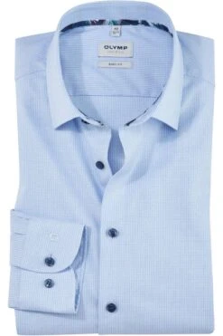OLYMP Level Five Body Fit Hemd Bleu, Strukturiert