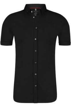 Desoto Slim Fit Jerseyhemd Schwarz, Einfarbig
