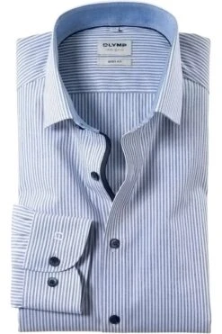 OLYMP Level Five Body Fit Hemd Marine/weiss, Gestreift