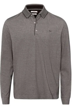 Brax Modern Fit Longsleeve Poloshirt Schwarz, Einfarbig