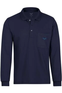 TRIGEMA Comfort Fit Longsleeve Poloshirt Navy, Einfarbig