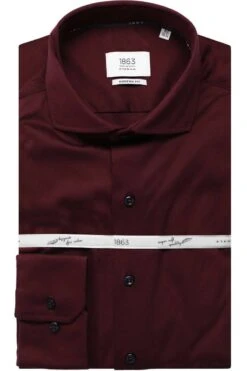 ETERNA 1863 Modern Fit Jerseyhemd Bordeaux, Einfarbig