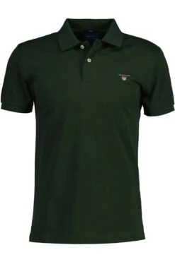 GANT Slim Fit Poloshirt Dunkelgrün, Einfarbig