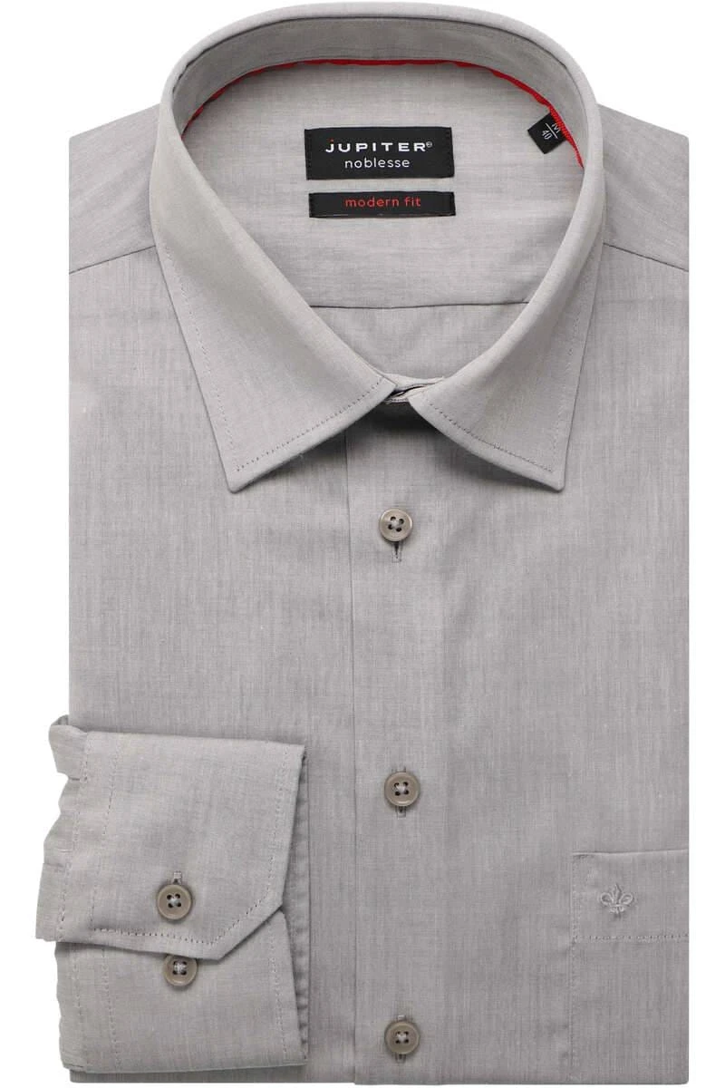 Jupiter Modern Fit Hemd Silbergrau, Einfarbig 3 Jupiter Modern Fit Hemd Silbergrau, Einfarbig