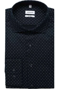 Seidensticker Shaped Hemd Dunkelblau, Gemustert