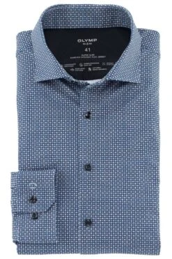 OLYMP No. Six 24/Seven Super Slim Jerseyhemd Royal/weiss, Gemustert
