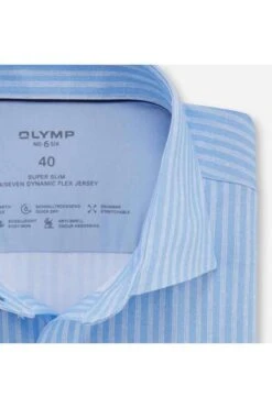 OLYMP No. Six 24/Seven Dynamic Flex Super Slim Jerseyhemd Bleu/weiss, Gestreift -Bekleidung Rabatt Serie 2522 34 11 1 800 1200x1200