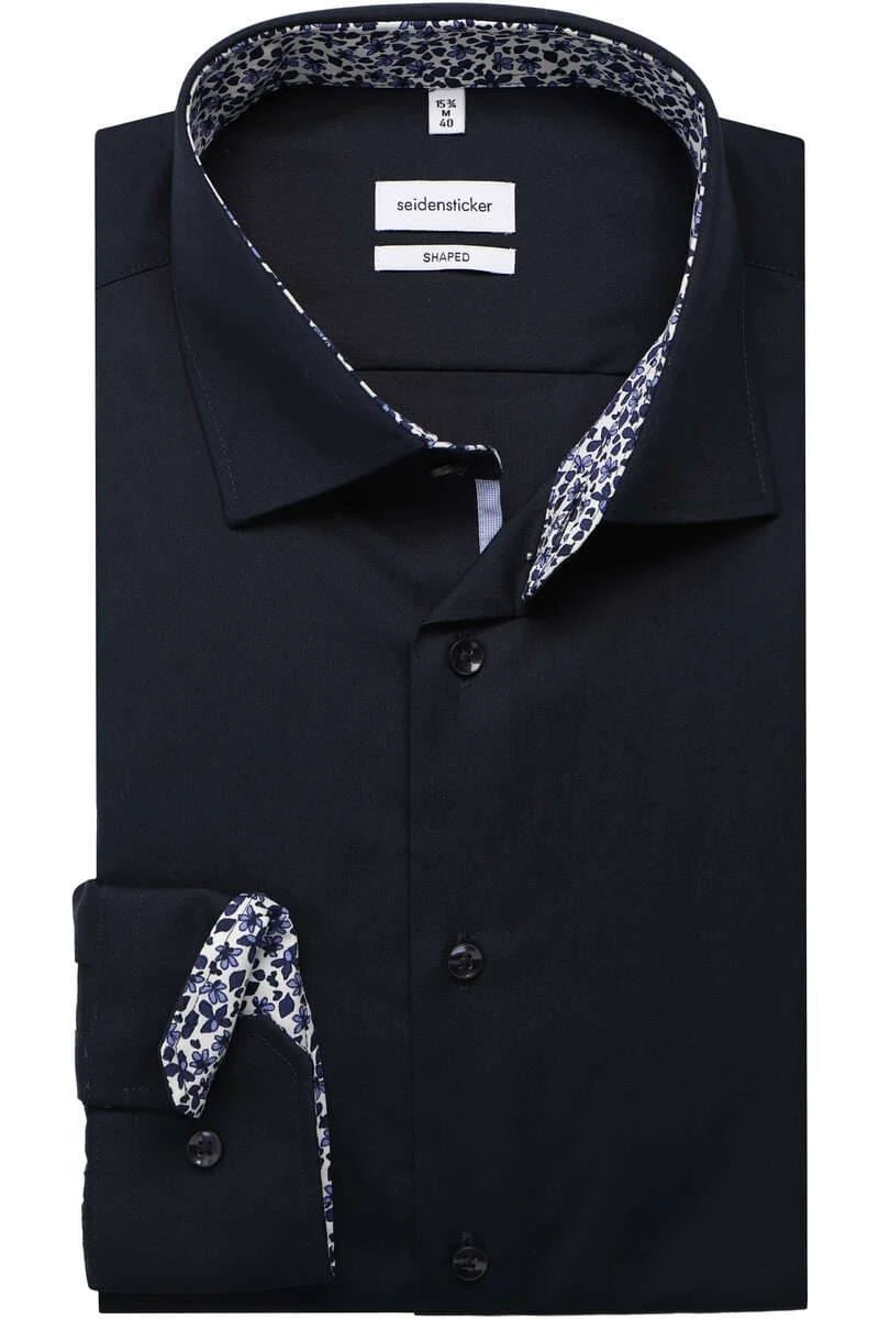 Seidensticker Shaped Hemd Dunkelblau, Einfarbig 3 Seidensticker Shaped Hemd Dunkelblau, Einfarbig